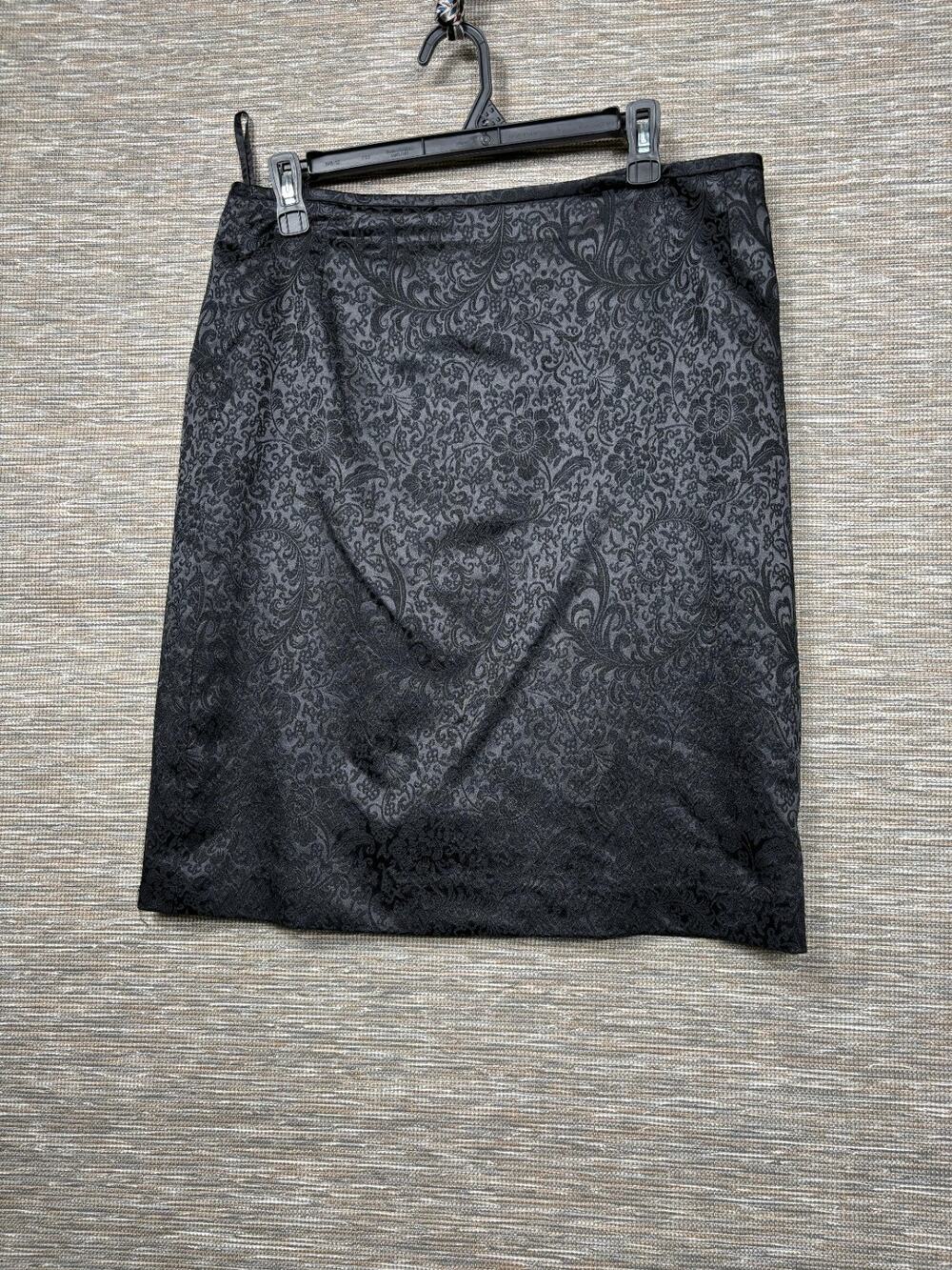Tahari Paisley Textured Straight Skirt Womens Size 16 Black Above Knee Casual